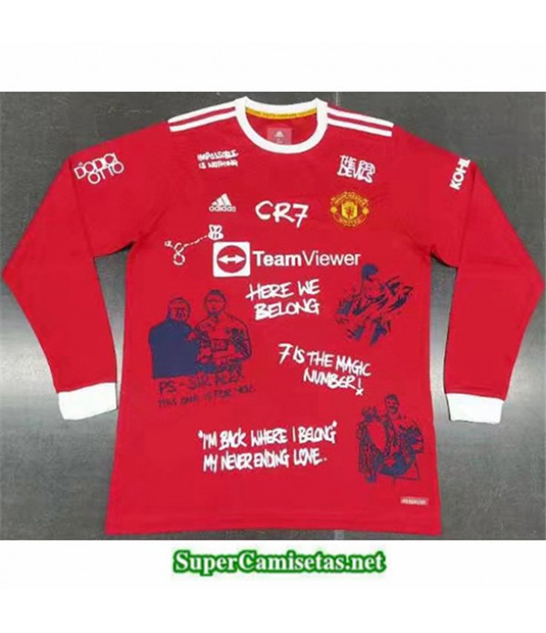 Tailandia Domicile Equipacion Camiseta Manchester United Edición Especial Manga Larga 2021/22
