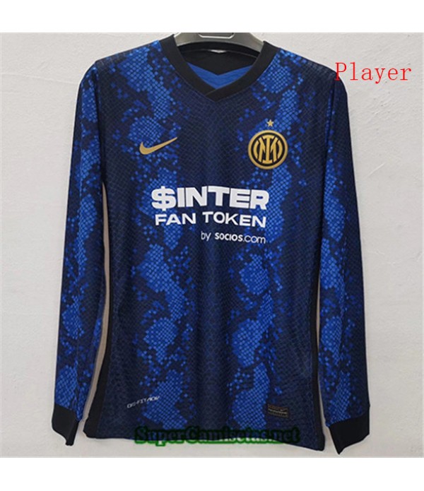 Tailandia Domicile Equipacion Camiseta Player Inter Milan Manga Larga 2021/22