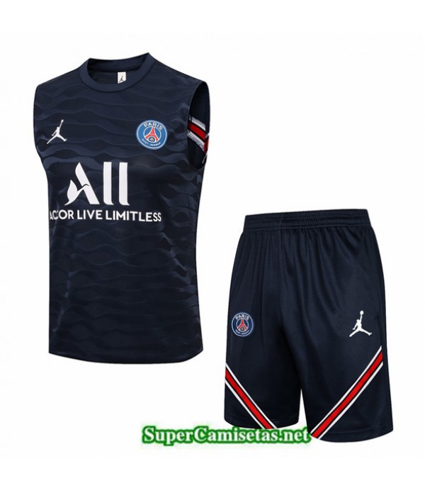 Tailandia Camiseta Kit De Entrenamiento Psg Jordan Debardeur Azul Marino 2022/23