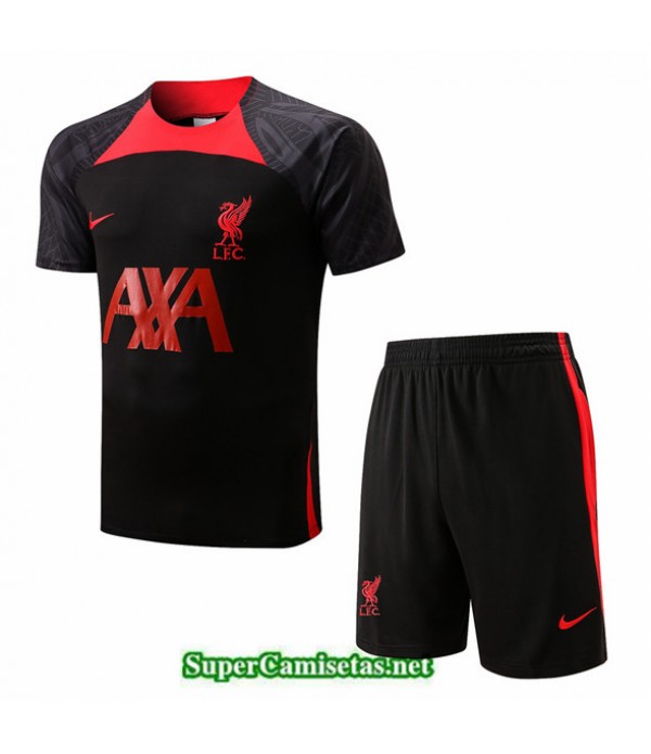 Tailandia Camiseta Kit De Entrenamiento Liverpool + Short Negro 2022 2023