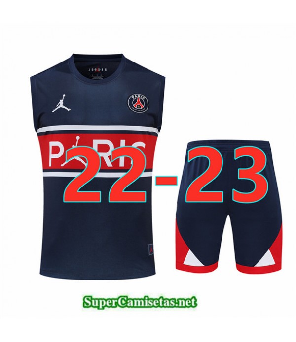 Tailandia Camiseta Kit De Entrenamiento Paris Psg Debardeur Azul 2022 2023
