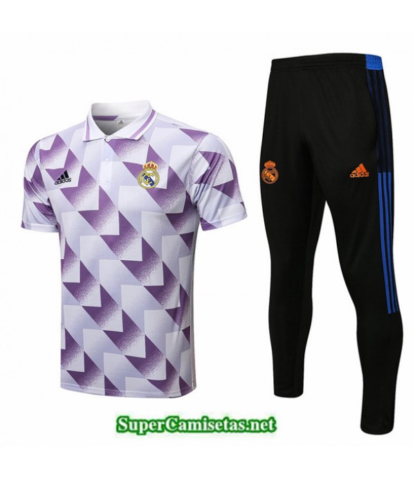Tailandia Camiseta Kit De Entrenamiento Real Madrid Polo Violeta 2022 2023