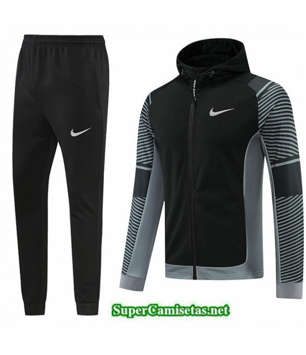 Tailandia Camiseta Chaqueta Chandal Nike Negro/gri...