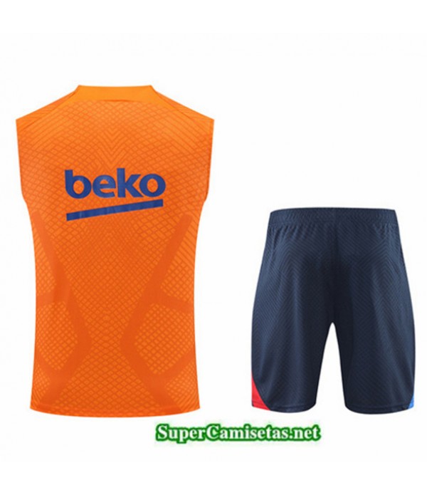 Tailandia Camiseta Kit De Entrenamiento Barcelona Debardeur Naranja/azul Profundo 2022/23