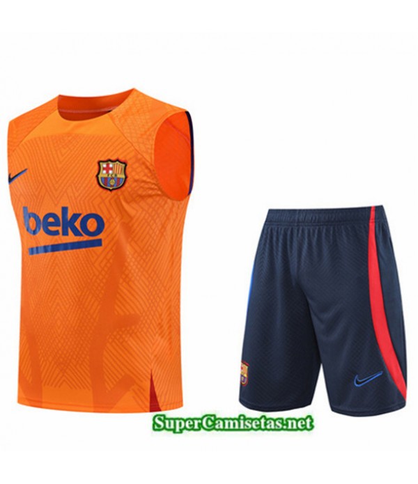 Tailandia Camiseta Kit De Entrenamiento Barcelona Debardeur Naranja/azul Profundo 2022/23