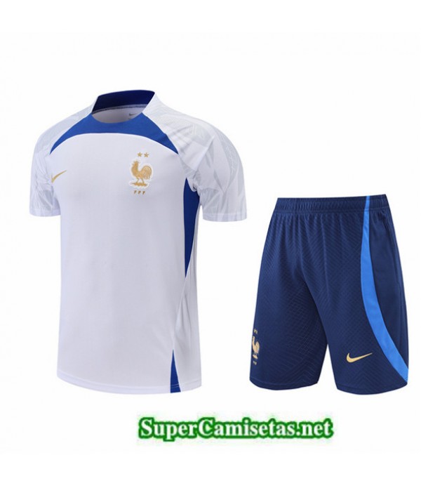 Tailandia Camiseta Kit De Entrenamiento Francia Blanco/azul 2022/23