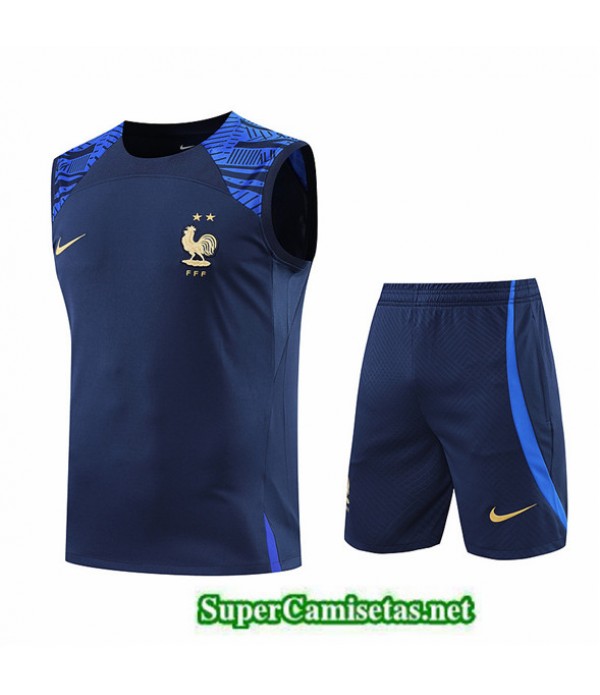 Tailandia Camiseta Kit De Entrenamiento Francia Debardeur Azul Profundo 2022/23
