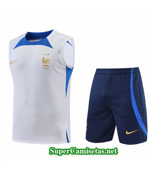 Tailandia Camiseta Kit De Entrenamiento Francia Debardeur Blanco/azul Profundo 2022/23