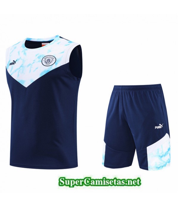 Tailandia Camiseta Kit De Entrenamiento Manchester City Debardeur Azul Profundo 2022/23