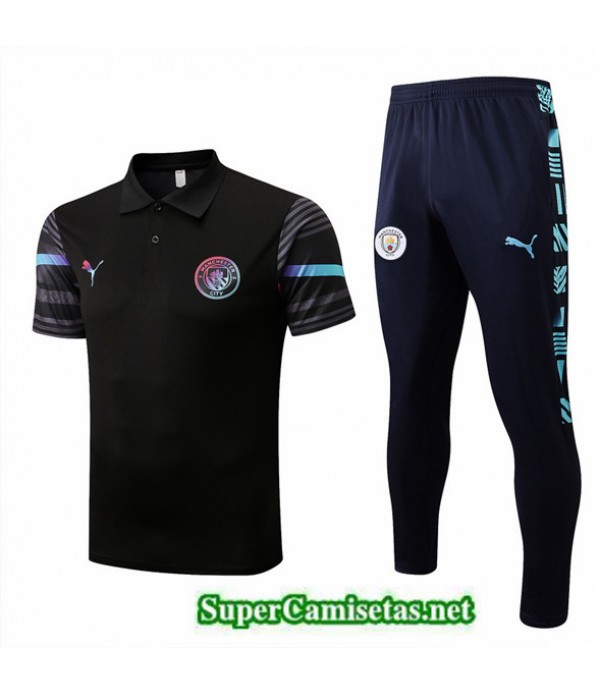 Tailandia Camiseta Kit De Entrenamiento Manchester City Negro/azul Profundo 2022/23