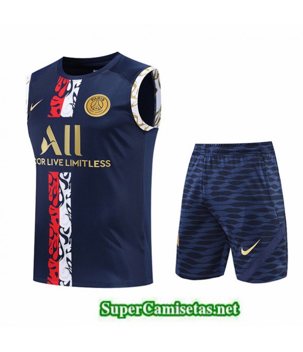 Tailandia Camiseta Kit De Entrenamiento Paris Psg Debardeur Azul Profundo 2022/23