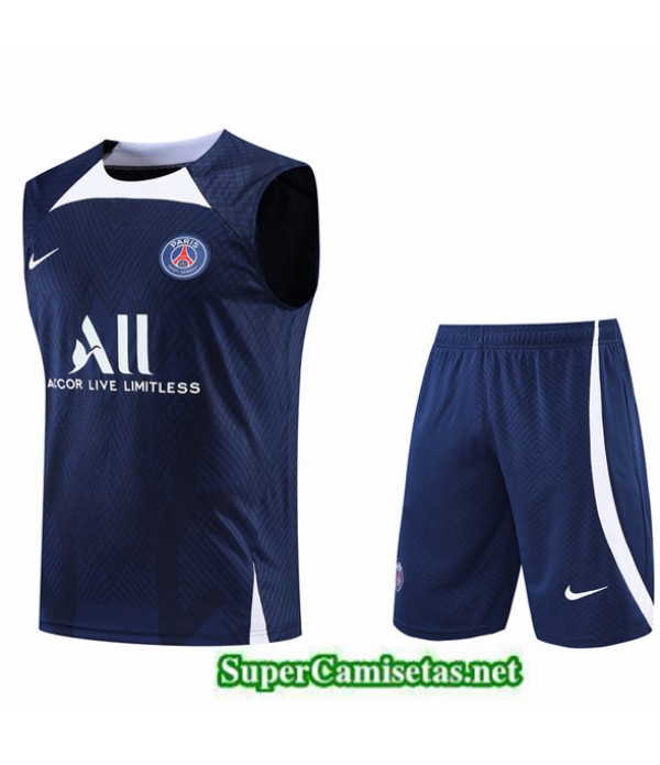 Tailandia Camiseta Kit De Entrenamiento Paris Psg Debardeur Azul Profundo 2022/23