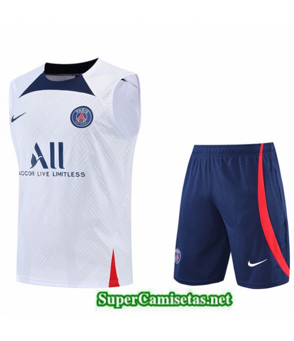 Tailandia Camiseta Kit De Entrenamiento Paris Psg Debardeur Blanco/azul 2022/23