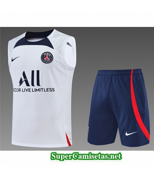 Tailandia Camiseta Kit De Entrenamiento Paris Psg Debardeur Blanco/azul Profundo 2022/23
