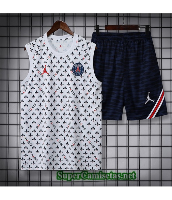 Tailandia Camiseta Kit De Entrenamiento Paris Psg Debardeur Blanco/azul Profundo 2022/23