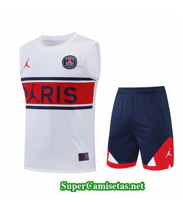 Tailandia Camiseta Kit De Entrenamiento Paris Psg Debardeur Blanco/azul Profundo/rojo 2022/23