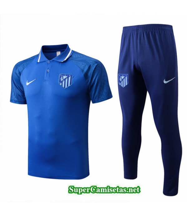Tailandia Camiseta Kit De Entrenamiento Polo Atletico Madrid Azul 2022/23