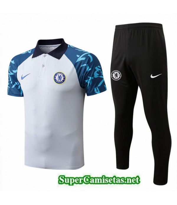 Tailandia Camiseta Kit De Entrenamiento Polo Chelsea Blanco/negro 2022/23