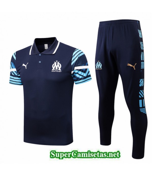 Tailandia Camiseta Kit De Entrenamiento Polo Marsella Azul Profundo 2022/23