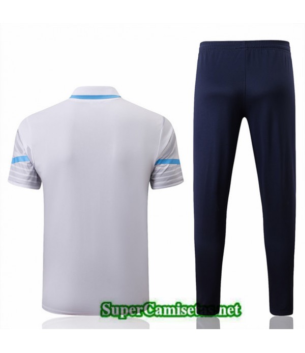 Tailandia Camiseta Kit De Entrenamiento Polo Marsella Blanco/azul Profundo 2022/23