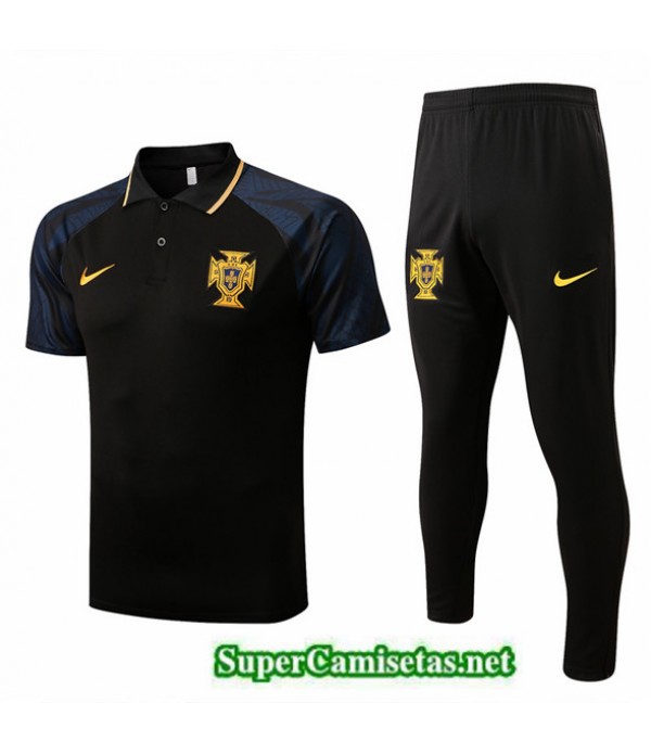 Tailandia Camiseta Kit De Entrenamiento Polo Portugal Negro 2022/23