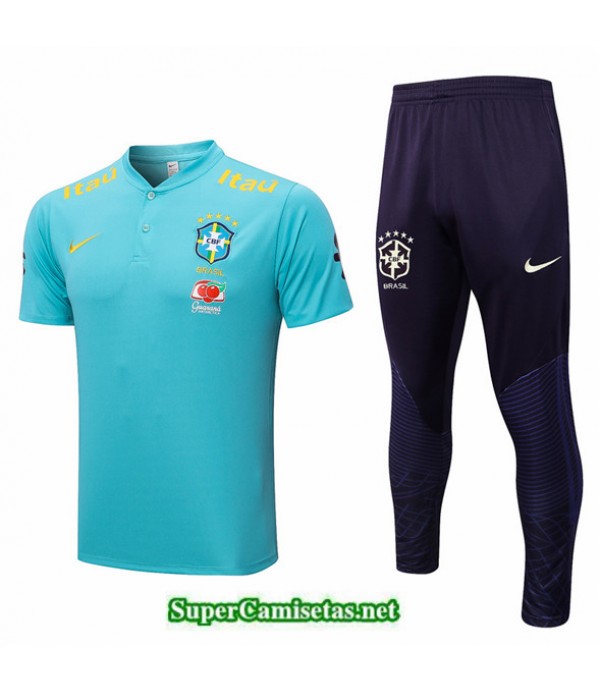 Tailandia Camiseta Kit De Entrenamiento Brasil Azul 2022 2023