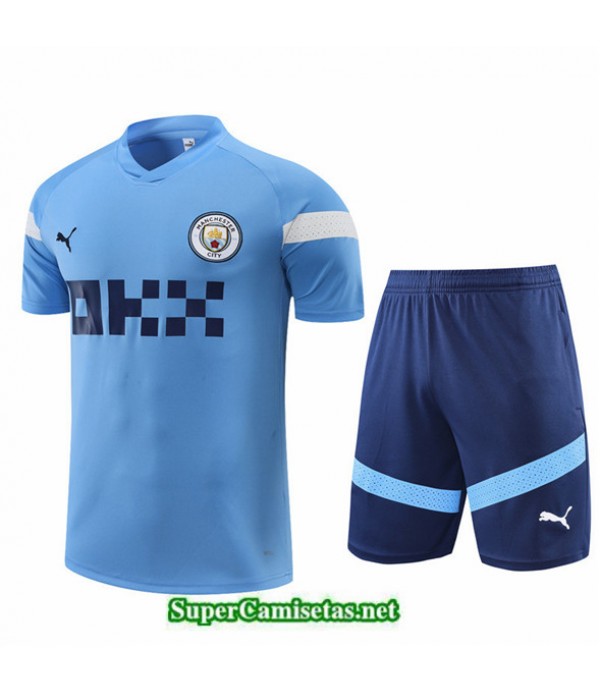 Tailandia Camiseta Kit De Entrenamiento Manchester City Pantalones Azul 2022 2023
