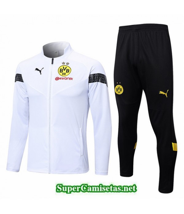 Tailandia Camiseta Chaqueta Chandal Dortmund Blanco 2022 2023 Tienda