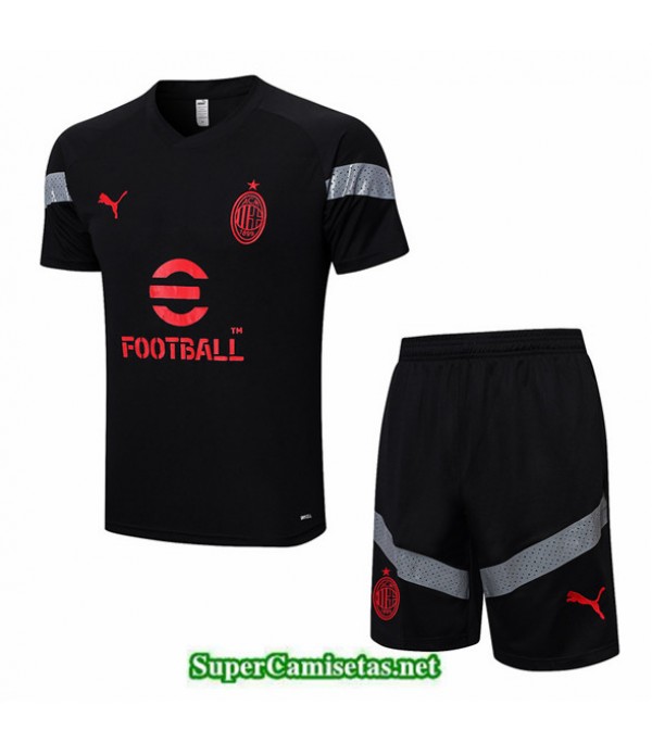 Tailandia Camiseta Kit De Entrenamiento Ac Milan + Corto Negro 2022 2023 Outlet