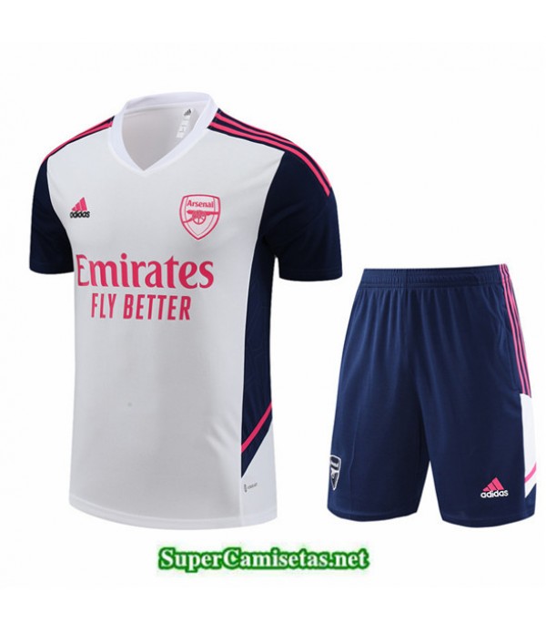 Tailandia Camiseta Kit De Entrenamiento Arsenal + Corto Blanco 2022 2023 Tienda