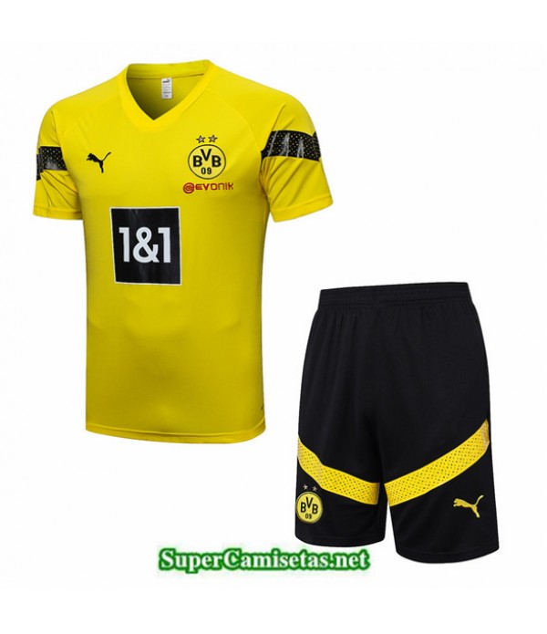 Tailandia Camiseta Kit De Entrenamiento Borussia Dortmund + Corto Amarillo 2022 2023 Diseño