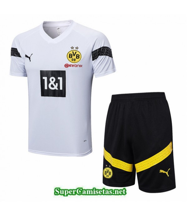 Tailandia Camiseta Kit De Entrenamiento Borussia Dortmund + Corto Blanco 2022 2023 Replicas
