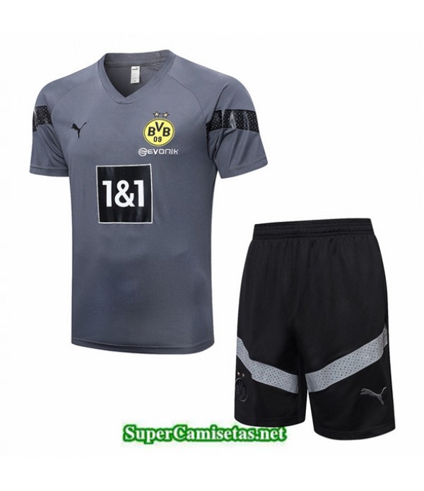 Tailandia Camiseta Kit De Entrenamiento Borussia Dortmund + Corto Gris 2022 2023 Baratas