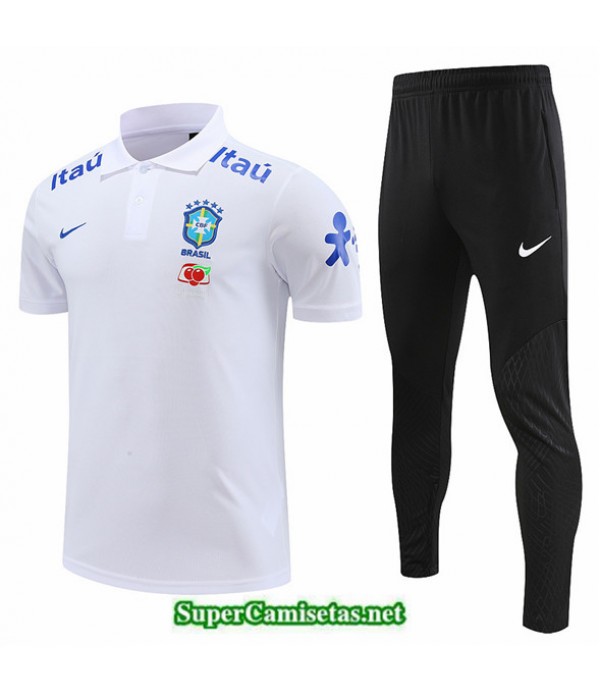 Tailandia Camiseta Kit De Entrenamiento Brasil Polo Blanco 2022 2023 Online
