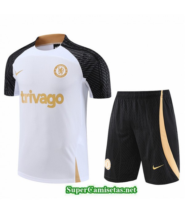Tailandia Camiseta Kit De Entrenamiento Chelsea + Corto Blanco 2023 2024 Online