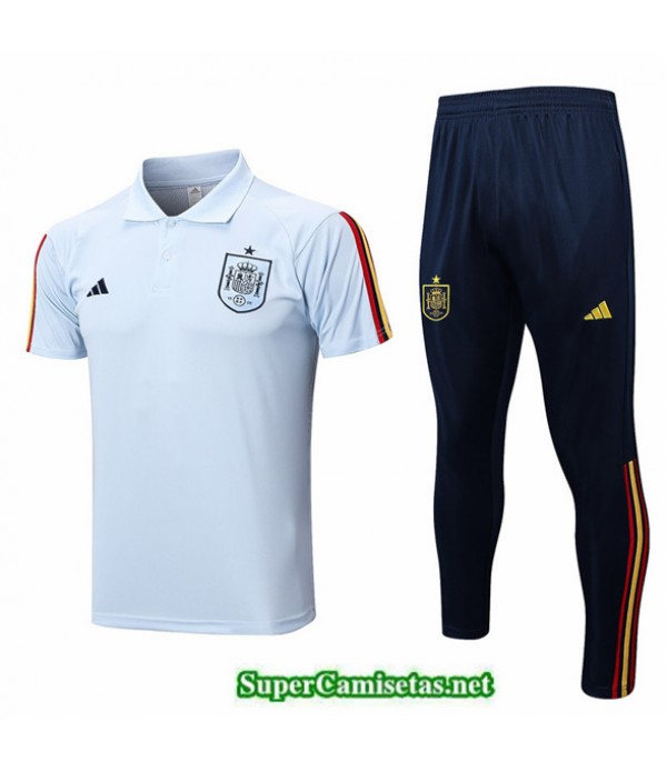 Tailandia Camiseta Kit De Entrenamiento España Polo Azul 2022 2023 Replicas