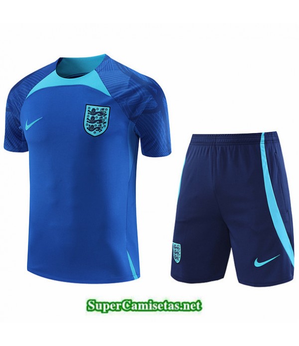 Tailandia Camiseta Kit De Entrenamiento Inglaterra + Corto Azul 2022 2023 Outlet