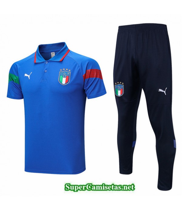 Tailandia Camiseta Kit De Entrenamiento Italia Polo Azul 2022 2023 Diseño