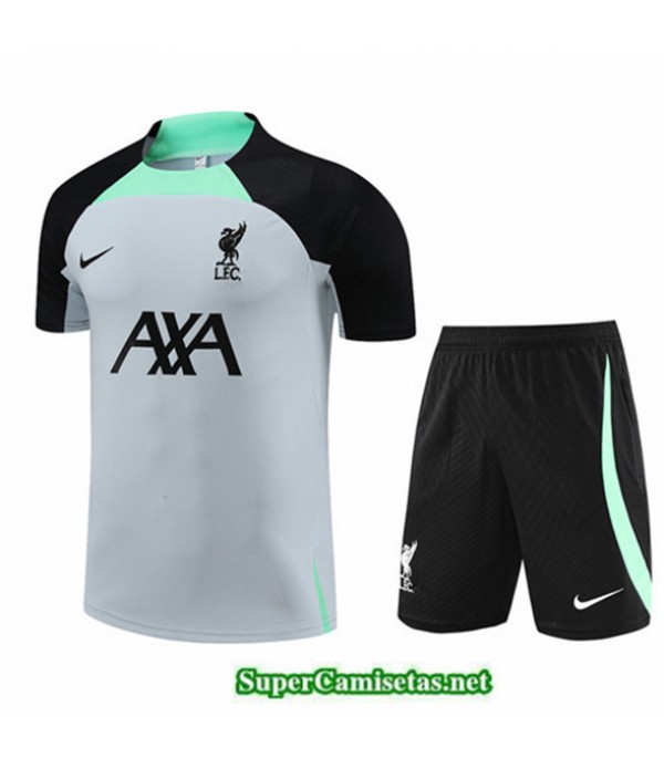 Tailandia Camiseta Kit De Entrenamiento Liverpool + Corto Blanco 2023 2024 Diseño
