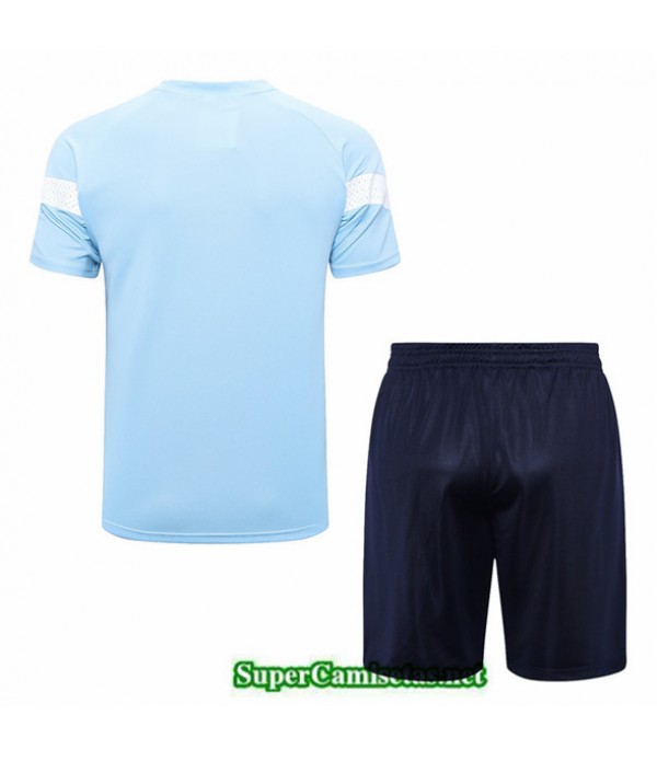 Tailandia Camiseta Kit De Entrenamiento Manchester City + Corto Azul 2022 2023 Baratas