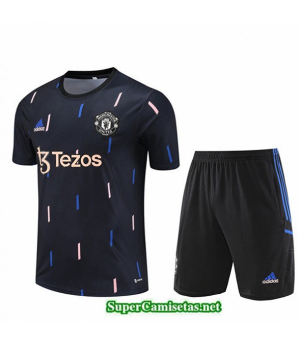 Tailandia Camiseta Kit De Entrenamiento Manchester United + Corto Azul 2022 2023 Outlet