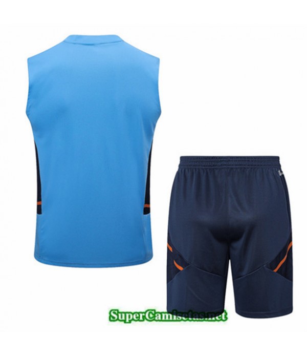 Tailandia Camiseta Kit De Entrenamiento Manchester United Chaleco Azul 2022 2023 Diseño