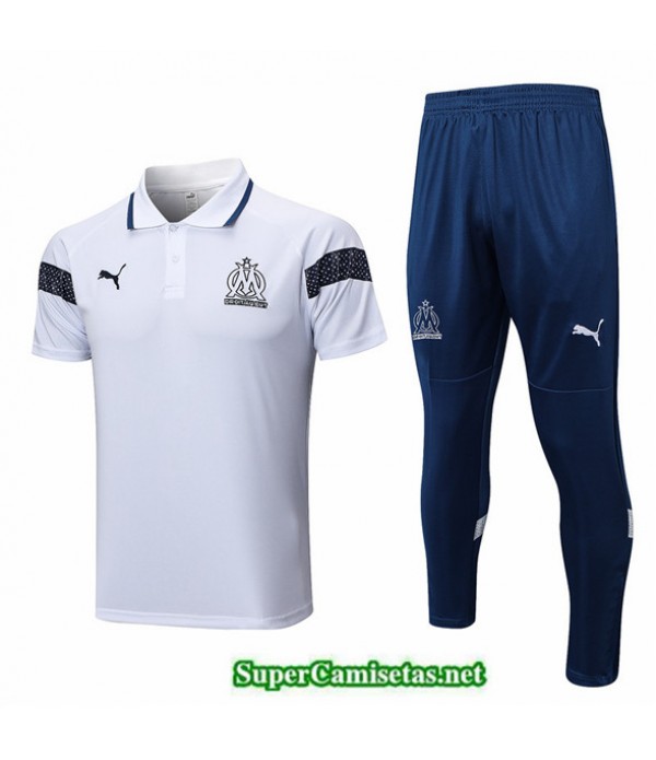 Tailandia Camiseta Kit De Entrenamiento Marsella Polo Blanco 2022 2023 Diseño