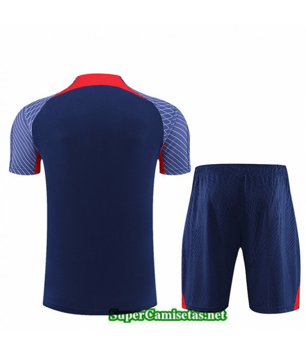 Tailandia Camiseta Kit De Entrenamiento Paris Psg + Corto Azul 2023 2024 Diseño