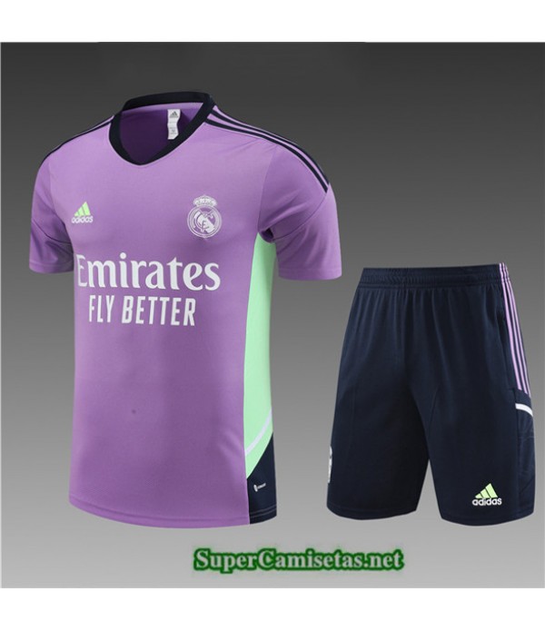 Tailandia Camiseta Kit De Entrenamiento Real Madrid Niño + Corto Violet 2022 2023 Tienda