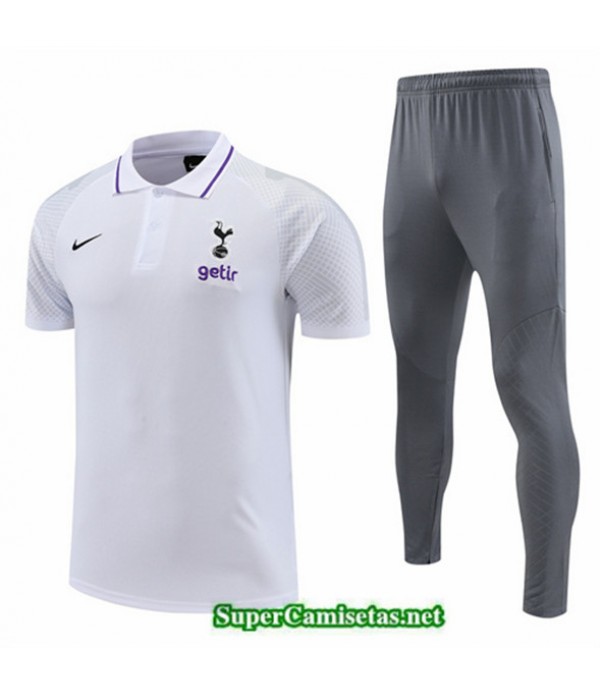 Tailandia Camiseta Kit De Entrenamiento Tottenham Hotspurpolo Blanco 2022 2023 Diseño