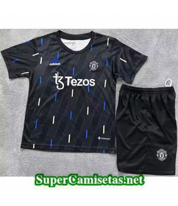 Tailandia Equipacion Camiseta Manchester United Enfant Pre Match Noir 2022 2023 Diseño