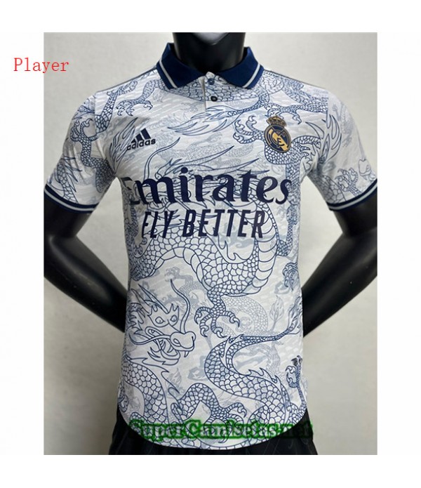 Tailandia Equipacion Camiseta Player Real Madrid Dragon Blanc 2023 2024 Baratas