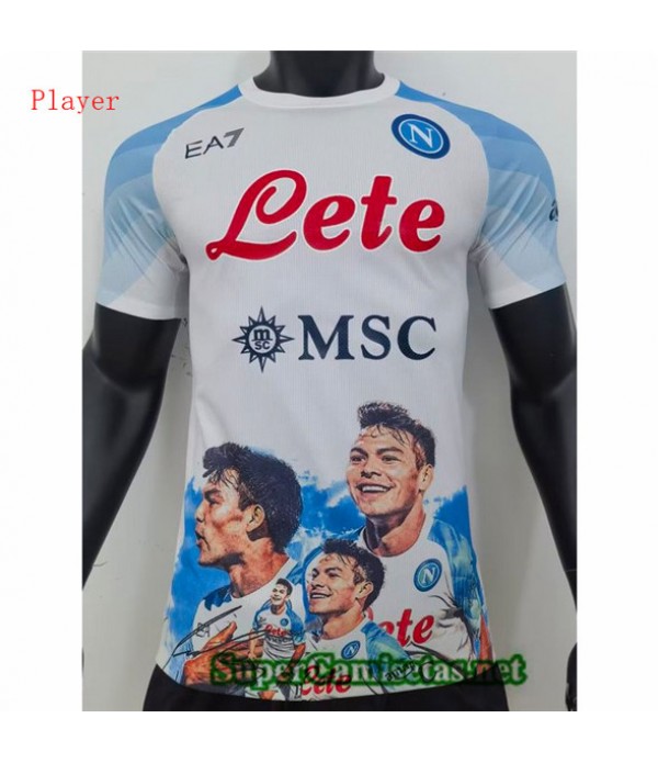 Tailandia Equipacion Camiseta Player Napoli Blanco/azul 2023/24