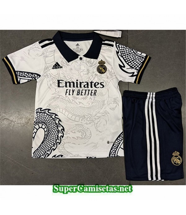 Tailandia Equipacion Camiseta Real Madrid Niño Dragon Blanco 2023/24